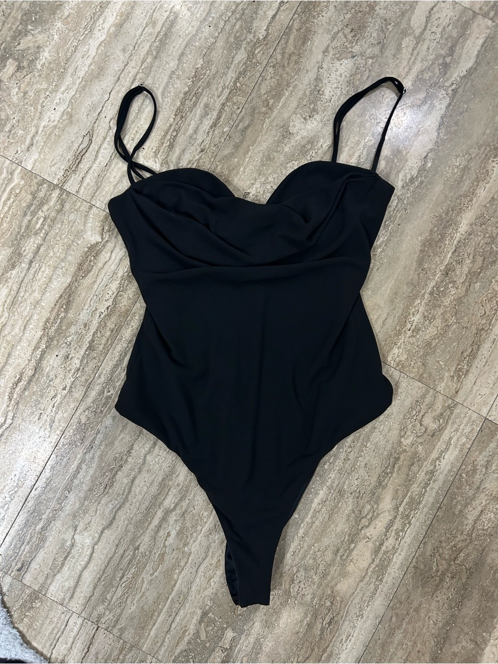 Zara Black Draped Bodysuit size small